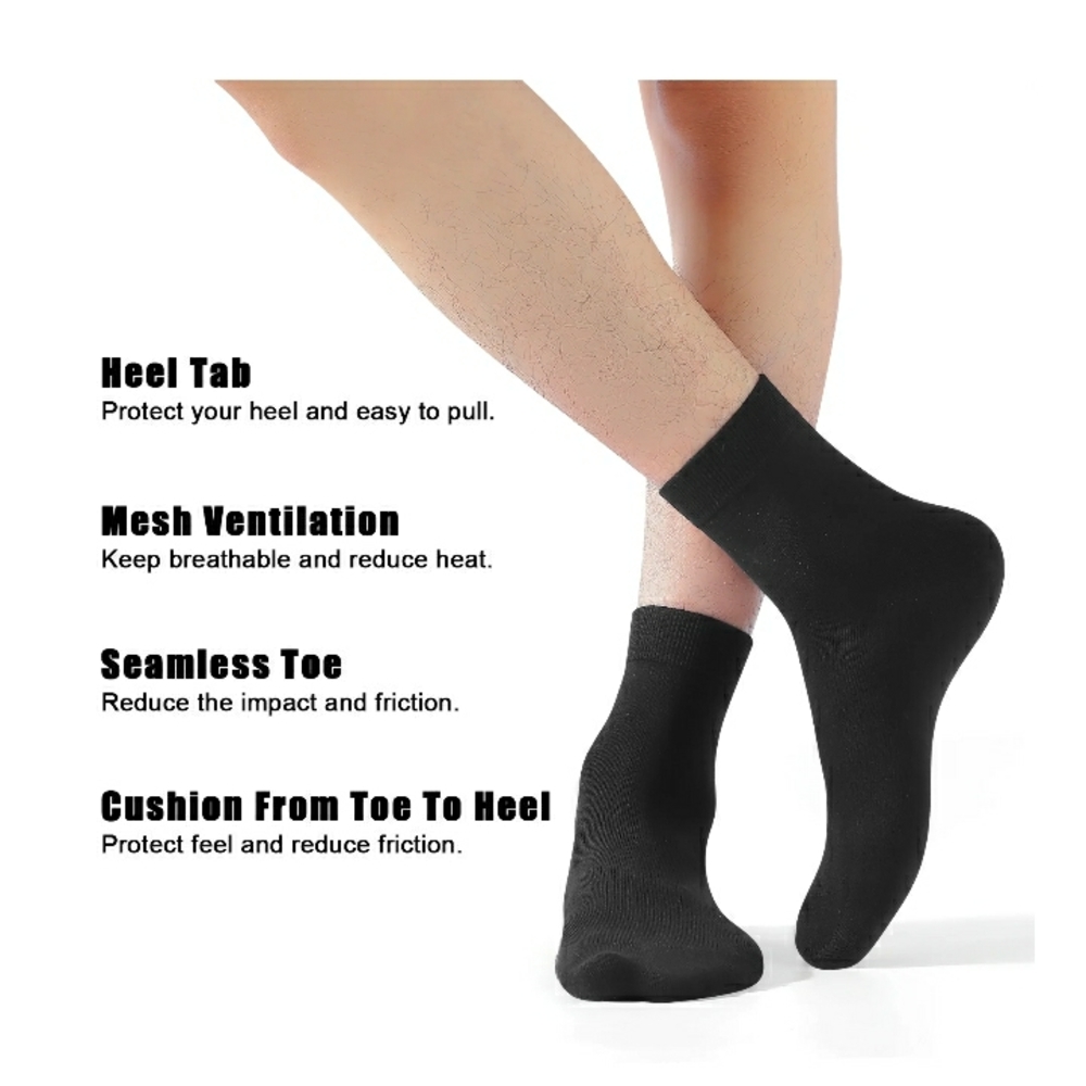 6 Pairs Black Socks Crew Softest Comfort Dress Casual Athletic NWT